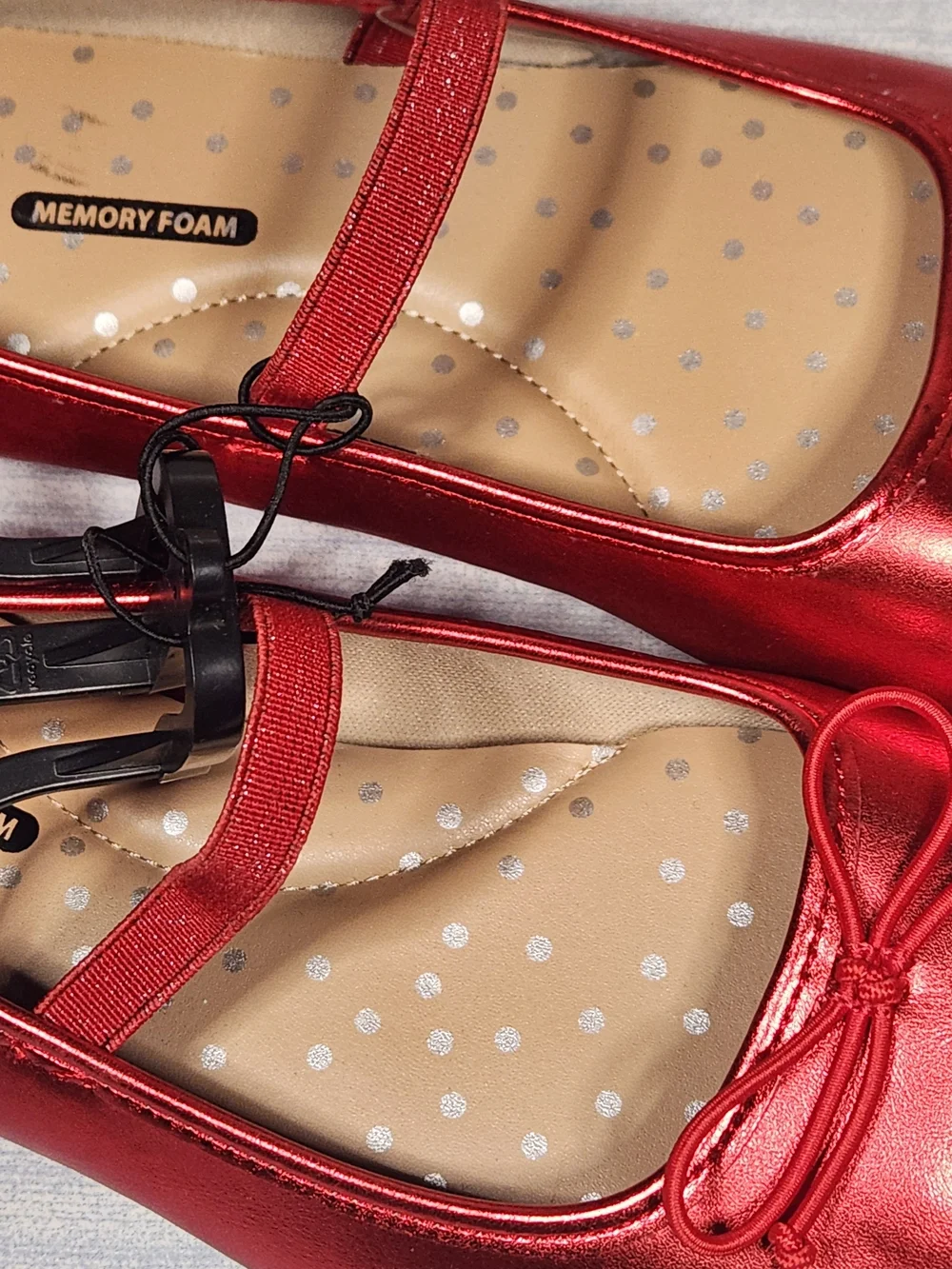 Wonder Nation Girls Metallic Red Mary Jane Ballet Flats Shoes Memory Foan Size 6